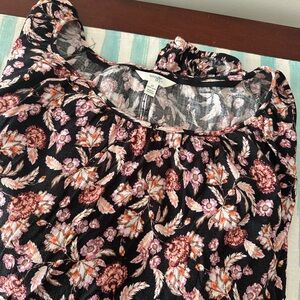 Floral Black and Pink Blouse